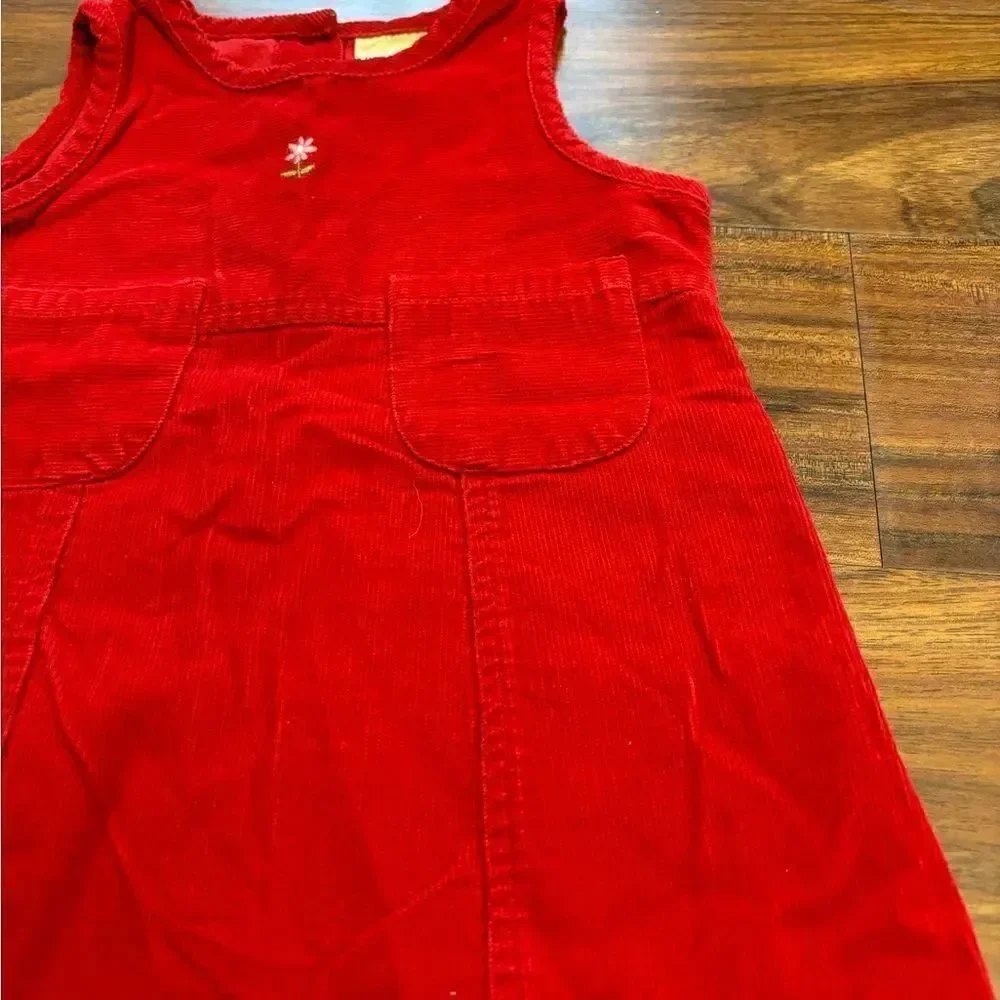 Old Navy Baby Red Corduroy Flower Vintage Sleeveless Dress